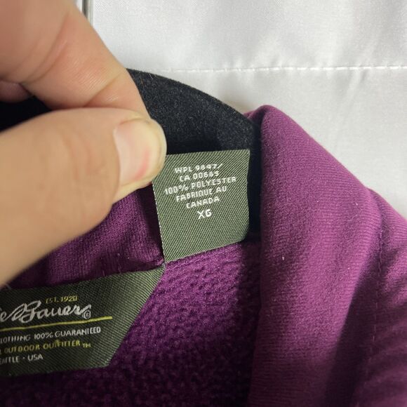 Eddie Bauer POLARTEC Burgandy and Brown Full Zip Front Fleece Jacket Wms X Large - Picture 4 of 11